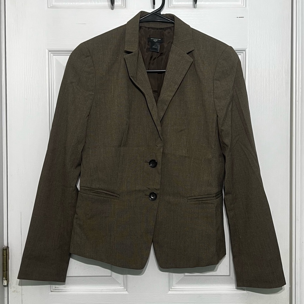 Ann Taylor Classic Grayish Brown Blazer Petite 2P